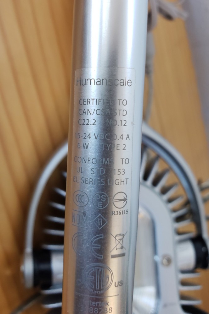 Humanscale LED Element 790 Task Light w/ Flex Arm & Clamp Base, 6w = 90w