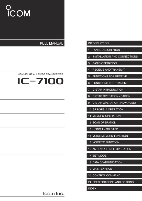 Icom IC-7100 Basic & Service & Instruction & Advanced Manual on CD