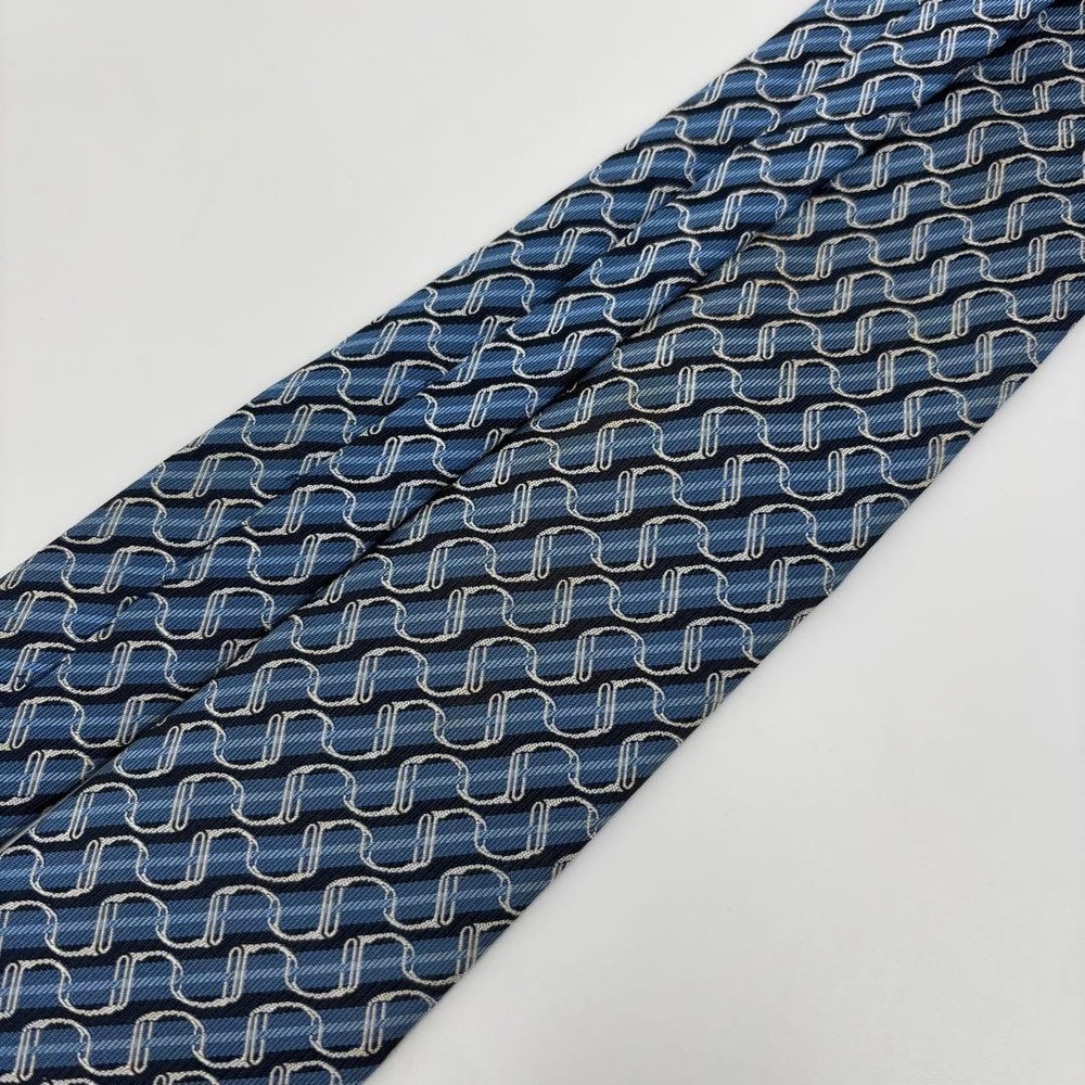 HERMES Tie Wave Total Pattern Light Blue SILK 100