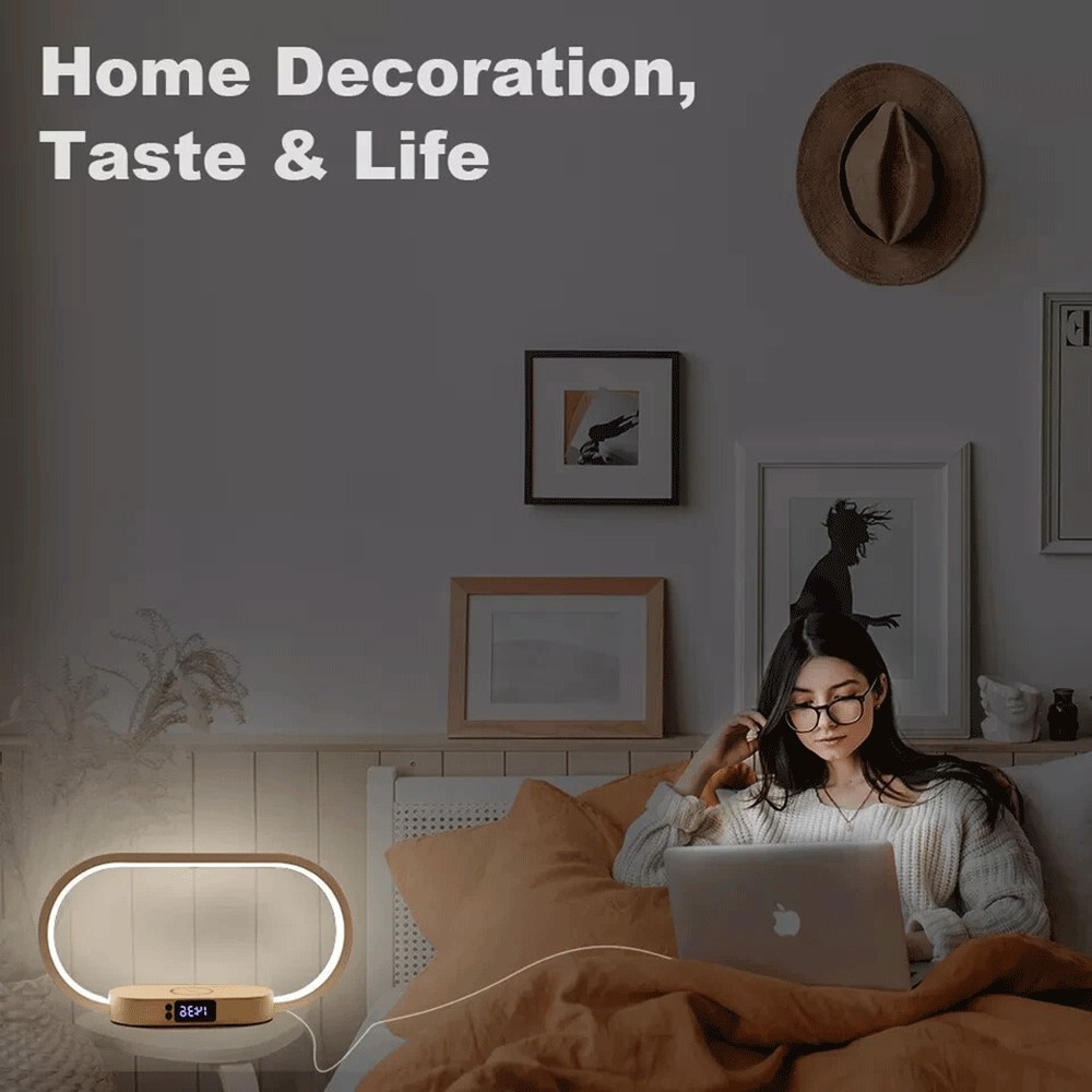 Rechargeable Bedside Lamp with Clock Touch Dimmable, 3 Color Temperatures NEW