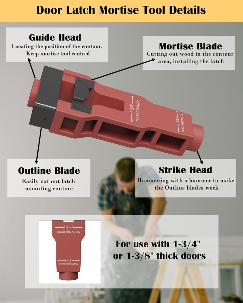 Door Latch Mortise Tool, Installation Kit Help Remove Material to...