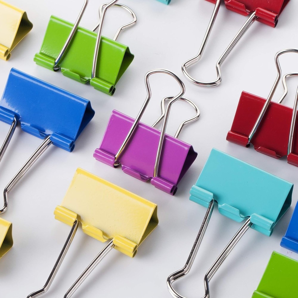 Colored Binder Clips, 1.25 inch, 25 Pack, Medium, Color Binder Clips Medium S...