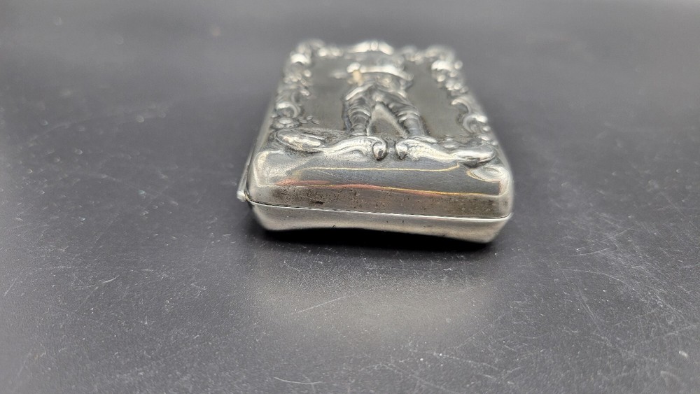 Antique Small Golfer Sterling Silver Cigarette Case