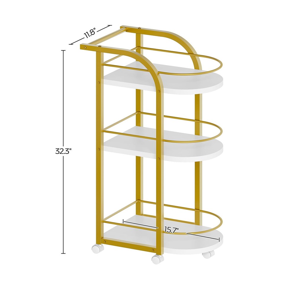 3 Tier Bar Cart Rolling Serving Cart with Wheels