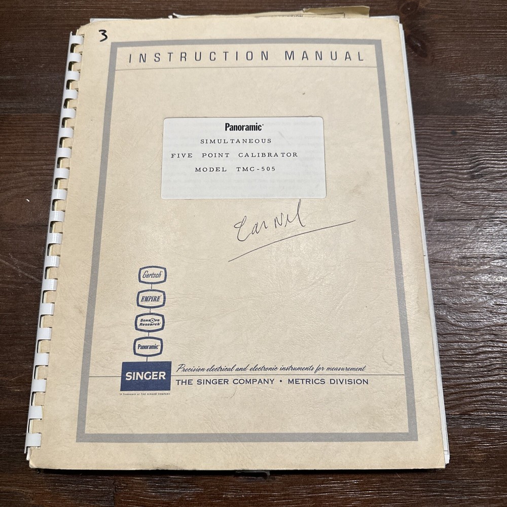 Singer Panoramic TMC-505 Simultaneous Five Point Calibrator Instruction Manual