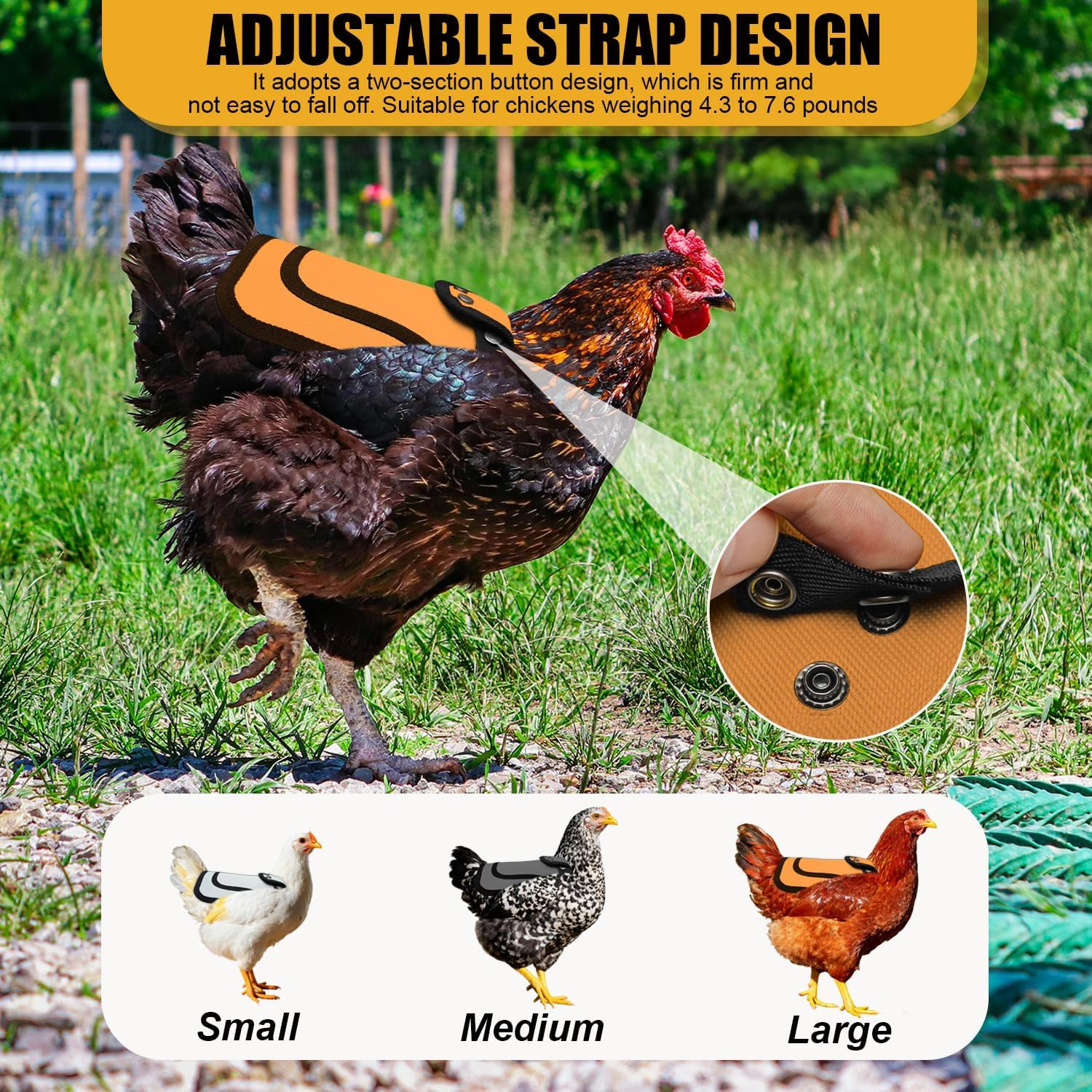 6 PCS Chicken Saddle for Hens, Chicken Aprons for Hens with Adjustable Strap, He