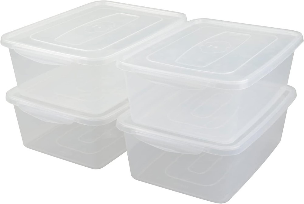 4-Pack 14 L Clear Storage Box, Plastic Bin