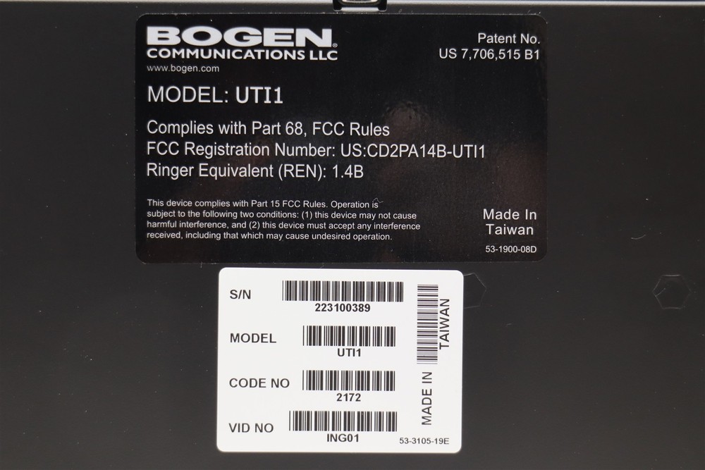NEW Bogen Communications UTI1 Universal Telephone Paging Zone Systems Interface