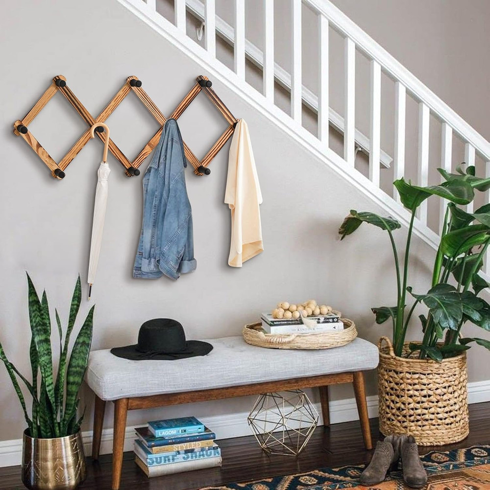 WGFKVAS 2 Pack Accordion Hat Rack for Wall - Expandable Coat Rack & Wall Mounted