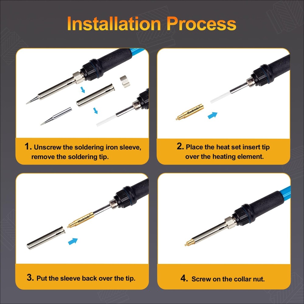 Heat Set Insert Tool,Tips for Threaded inserts M2 M2.5 M3 M4 M5 M6, Soldering...