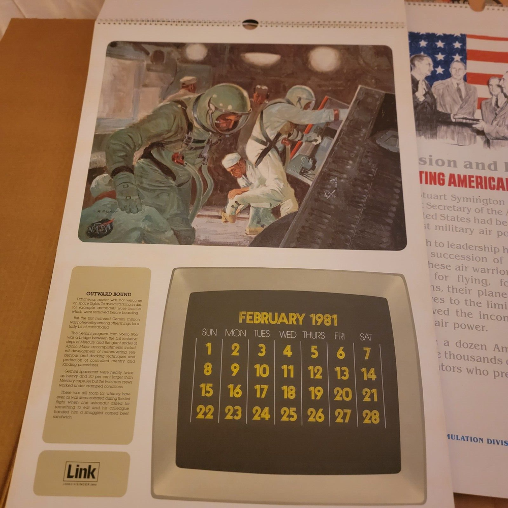 TWO (1981 & 1986) Trainer Flight Simulator by Singer Co. Annual Calendars PLUS !