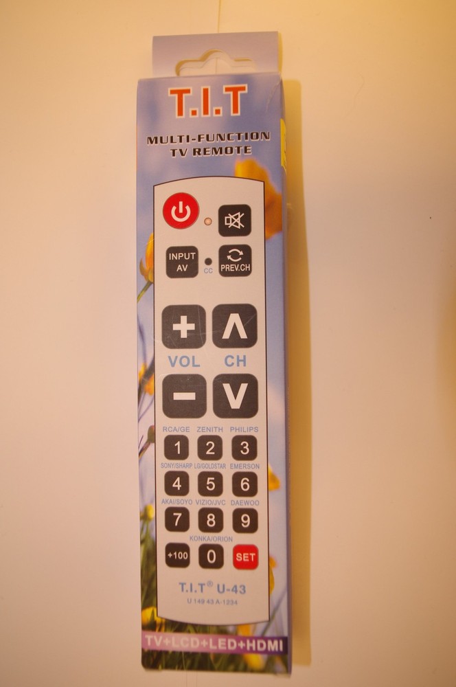Gmatrix Big Button Universal Remote Control - Retail Packaging (U-43) U-43