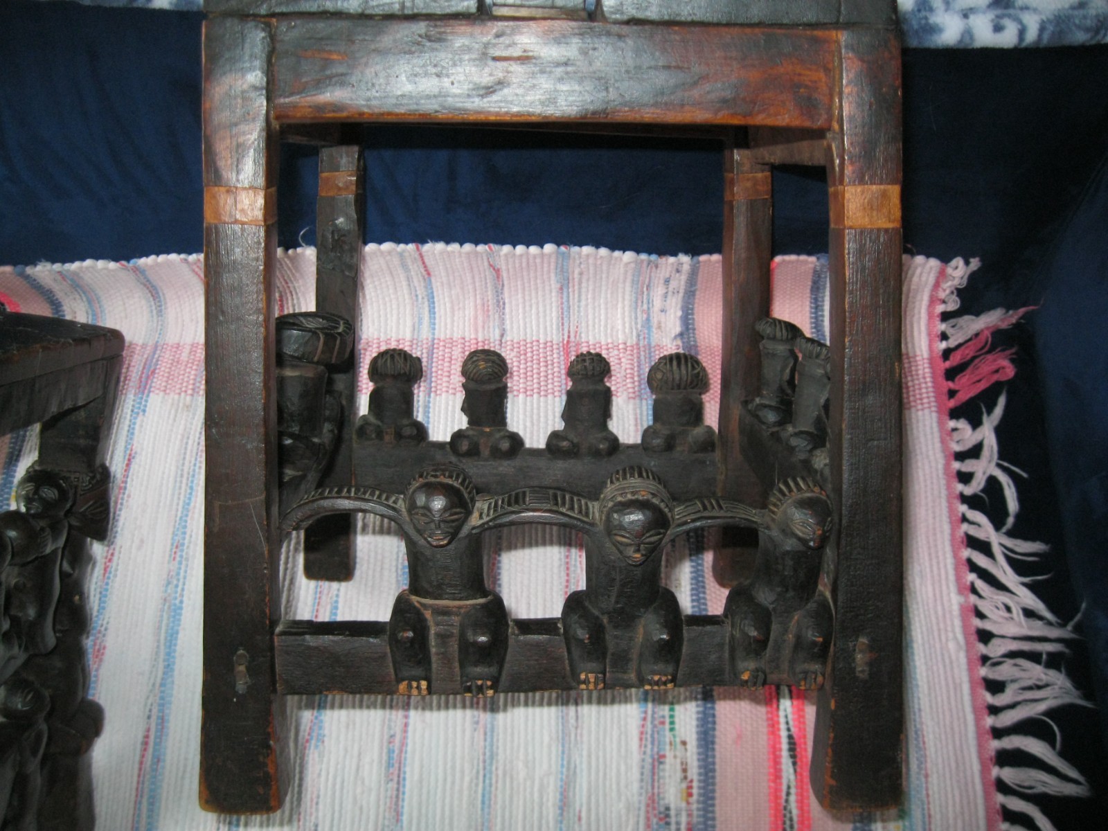 old rare Chokwe Chiefs throne and table hand carved