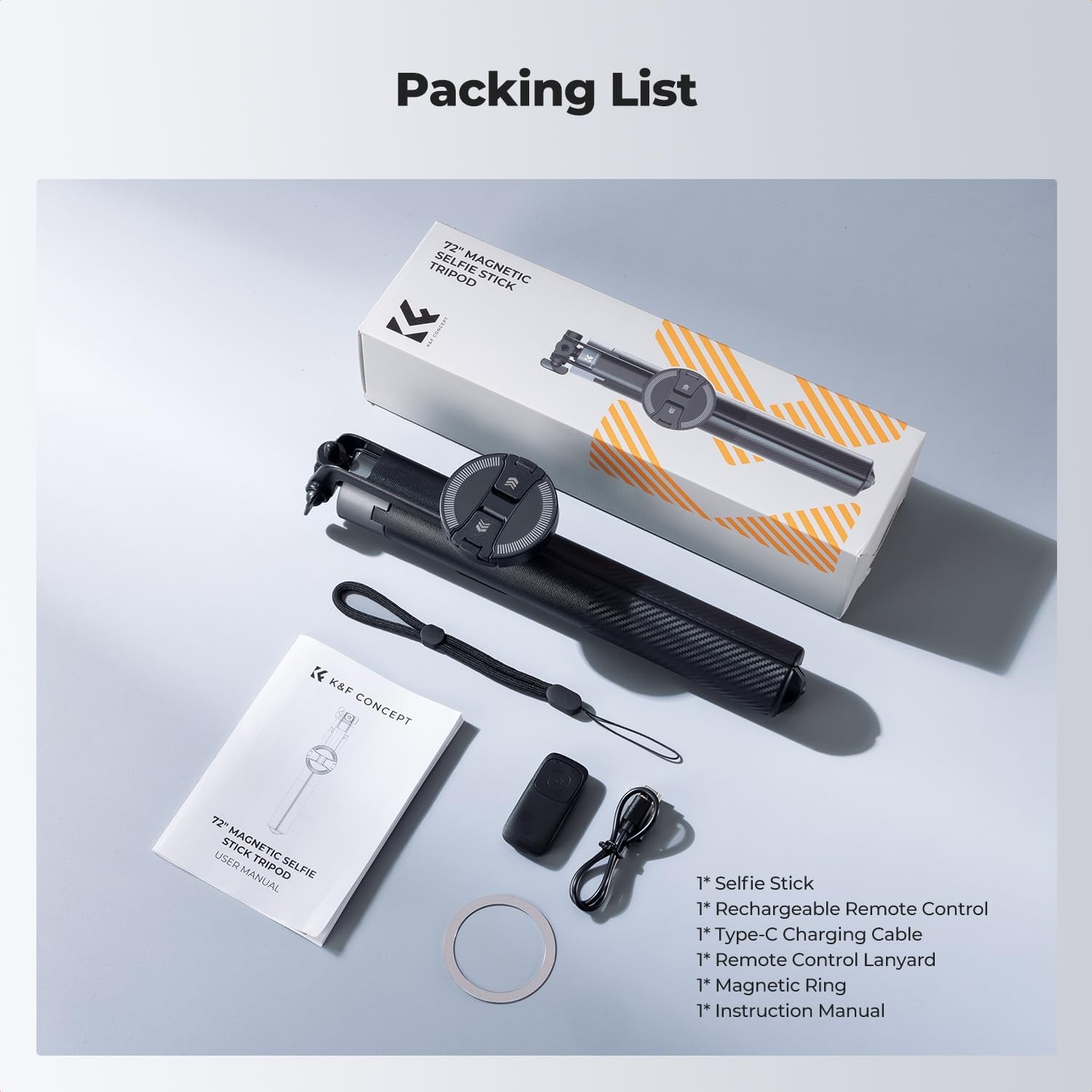 K&F CONCEPT Universal Phone Tripod Selfie Stick Tripod Stand for Phone, GoPro