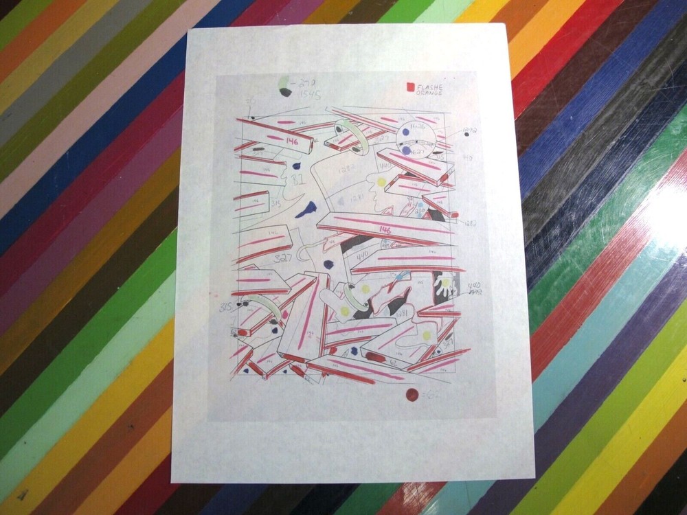 vtg graffiti art show print - working process transparency worksheet corrections