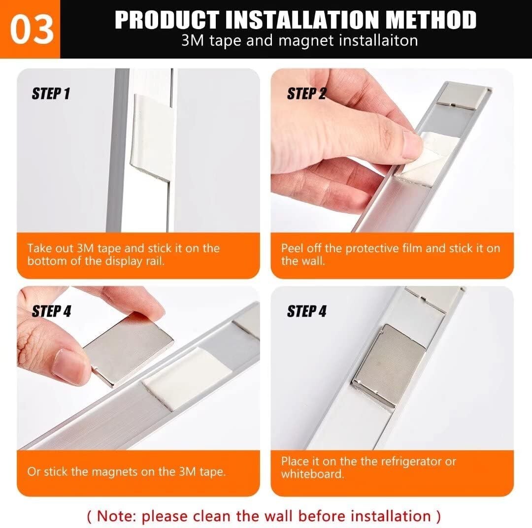 1 Pack Magic-Clip Display Rail 12 in. for Picture, Photo, Restaurant Ticket, Doc