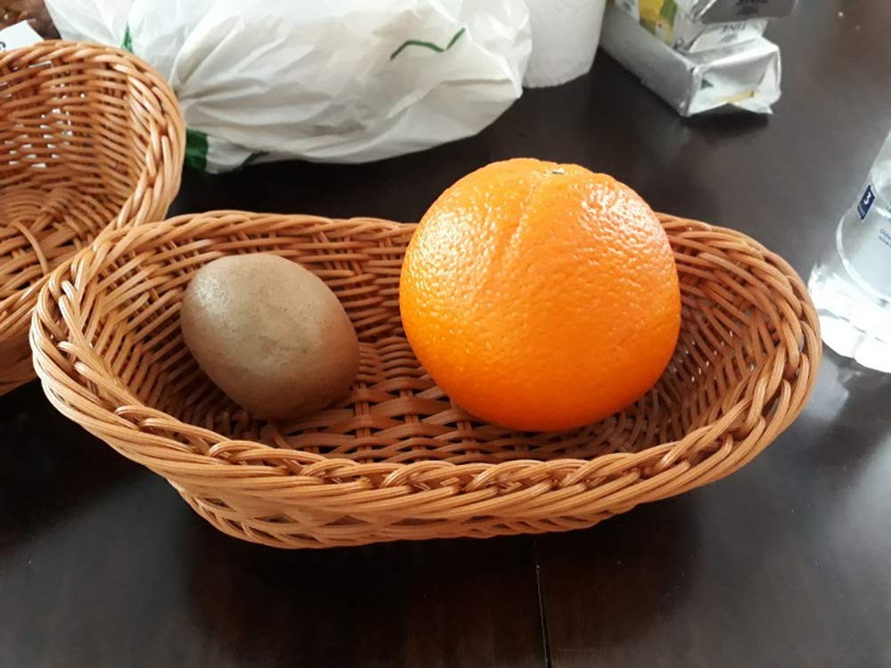 Woven Breads Baskets, Oval Small Fruit Baskets Stackable Plastic Wicker Baske...