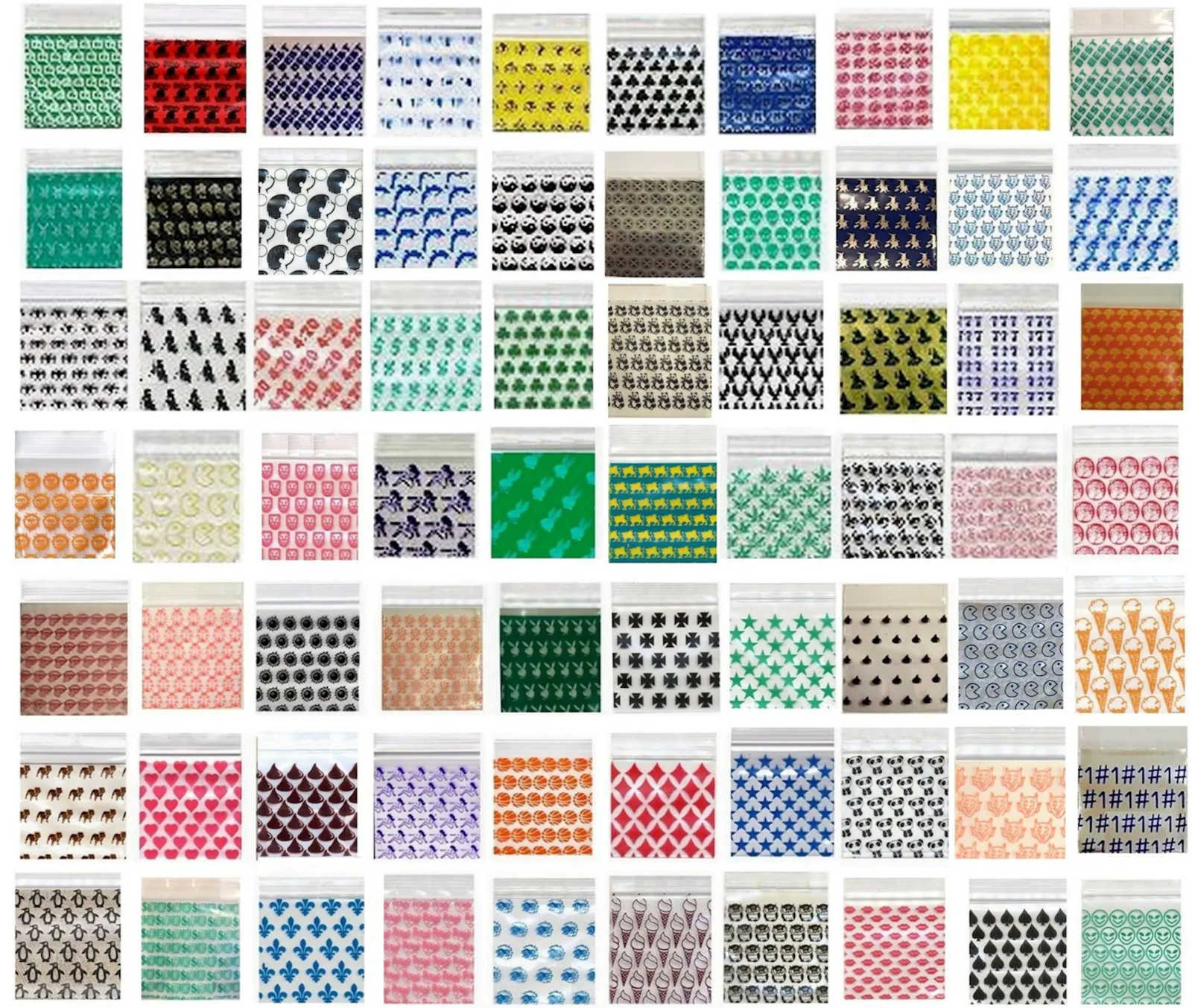 10,000pcs BULK DIME BAGS 1.5" x 1.5" ALL PREMIUM PATTERNS! 10+ STYLES!