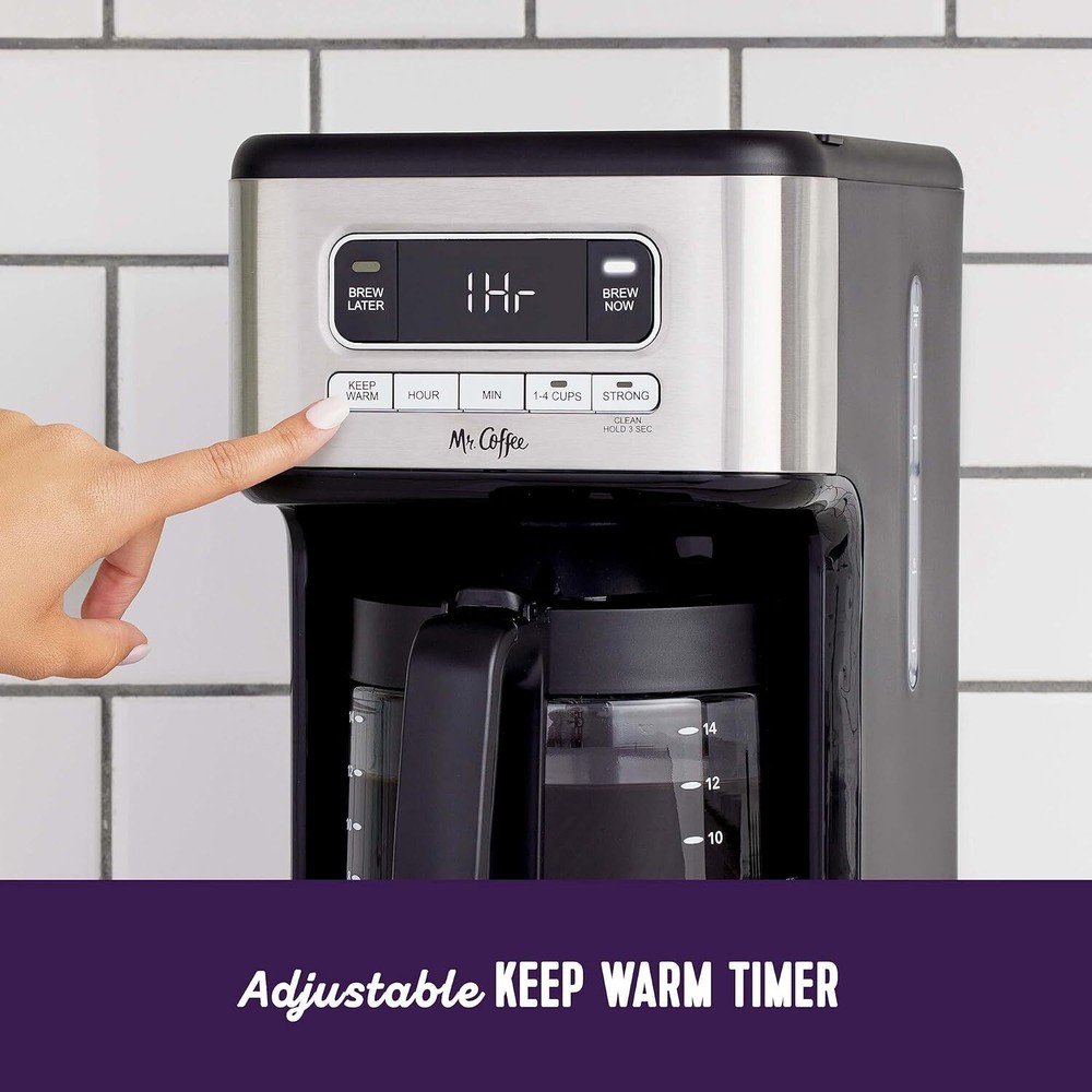 Mr. Coffee Stainless Steel 14 Cup Programmable Coffee Maker Auto Clean Function