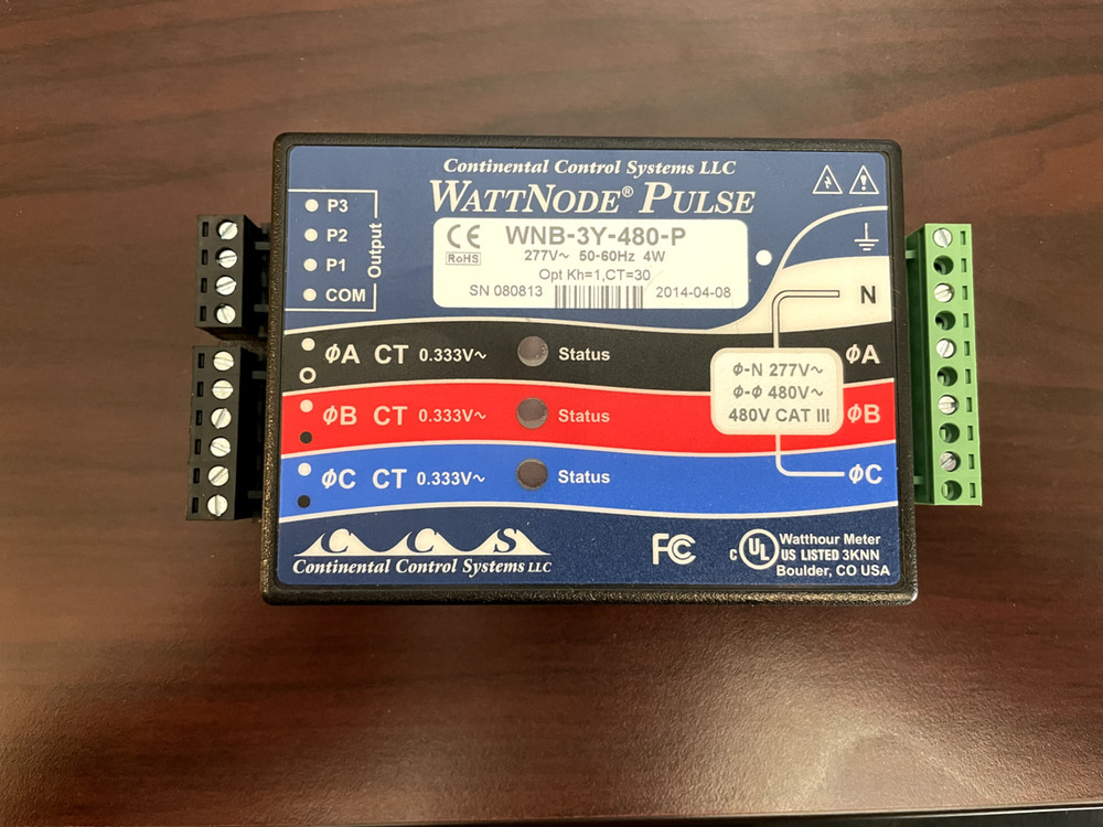WATTNODE PULSE WNB-3Y-480-P METER CONTINENTAL CONTROL SYSTEMS 277V 480V 3 PHASE