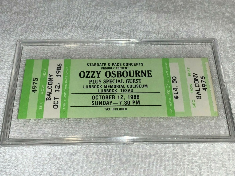 OZZY OSBOURNE UNUSED 1986 CONCERT TICKET LUBBOCK COLISEUM TX Black Sabbath USA