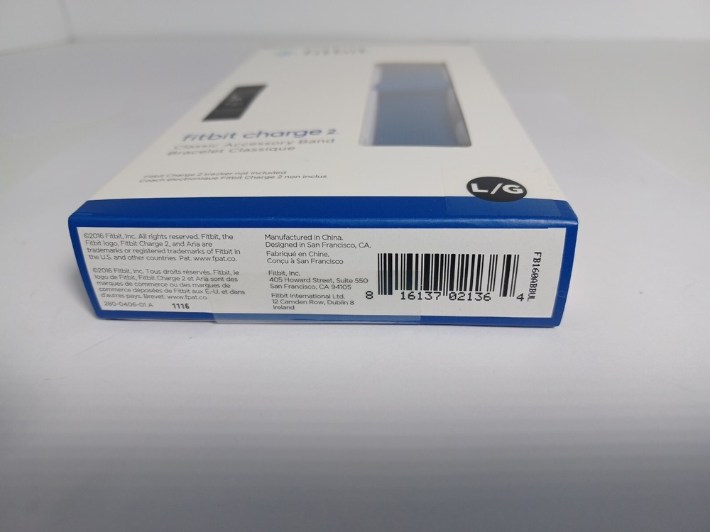 New Fitbit Charge 2 Accessory Band, Large - Blue