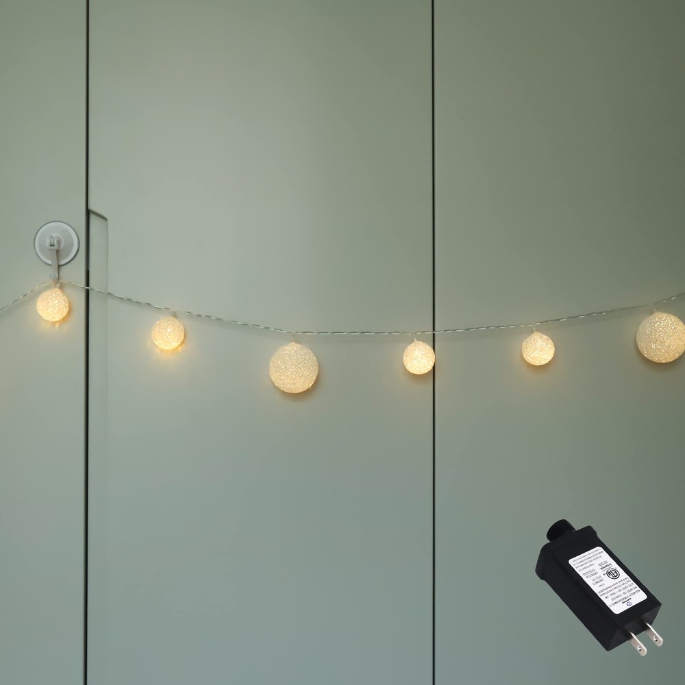 Best LED Globe String Lights Plug in Blinking 20 Warm White Balls with Timer for