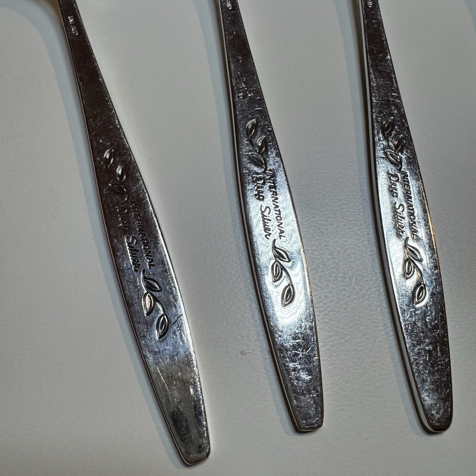 Set of 6 International Deep Silver Silverplate 1966 ~ Laurel Mist Tablespoon