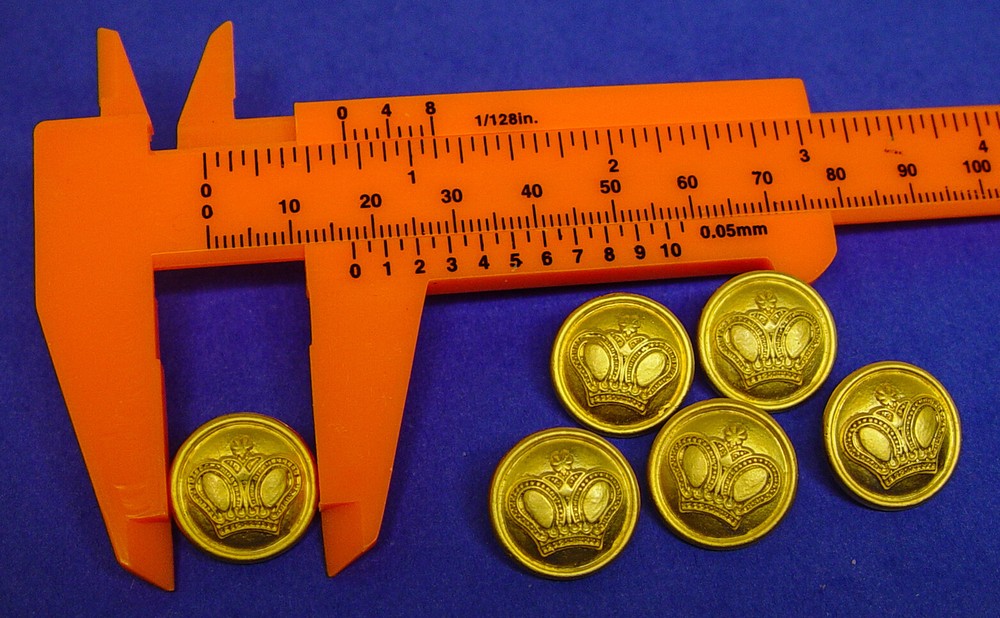 KASPER REPLACEMENT BUTTONS 6 GOLD TONE CROWN MOTIF SOLID METAL SHARP CONDITION