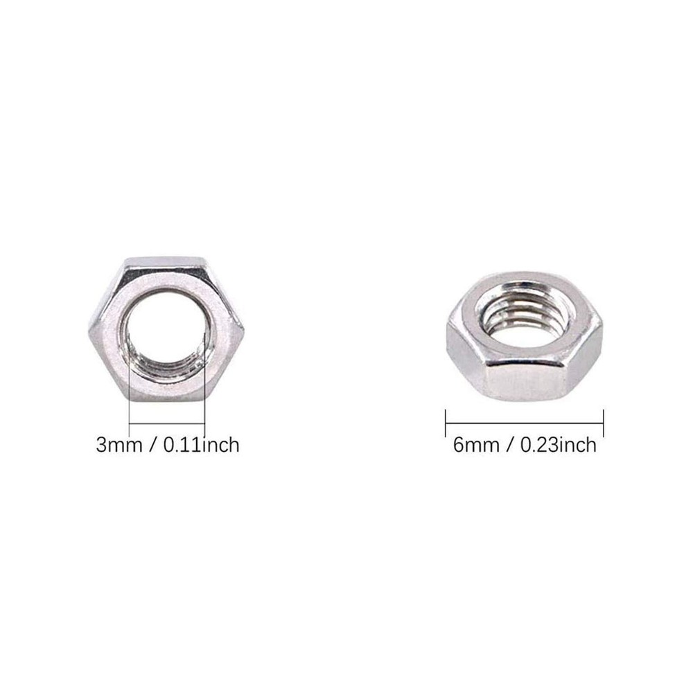 M3 Hex Nuts Washers Assortment kit 10 Hex Nuts+ 10Flat washers+ 10 Lock washe...