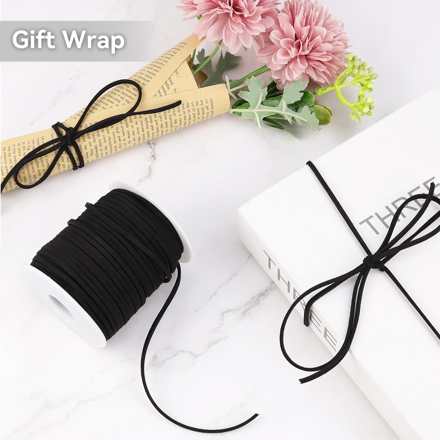 Leather String Suede Cord Cords Rope for Jewelry Making Black
