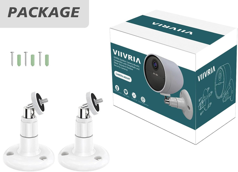 2 Pack Wall Mount Compatible with Simplisafe Outdoor Security Camera, 360°
