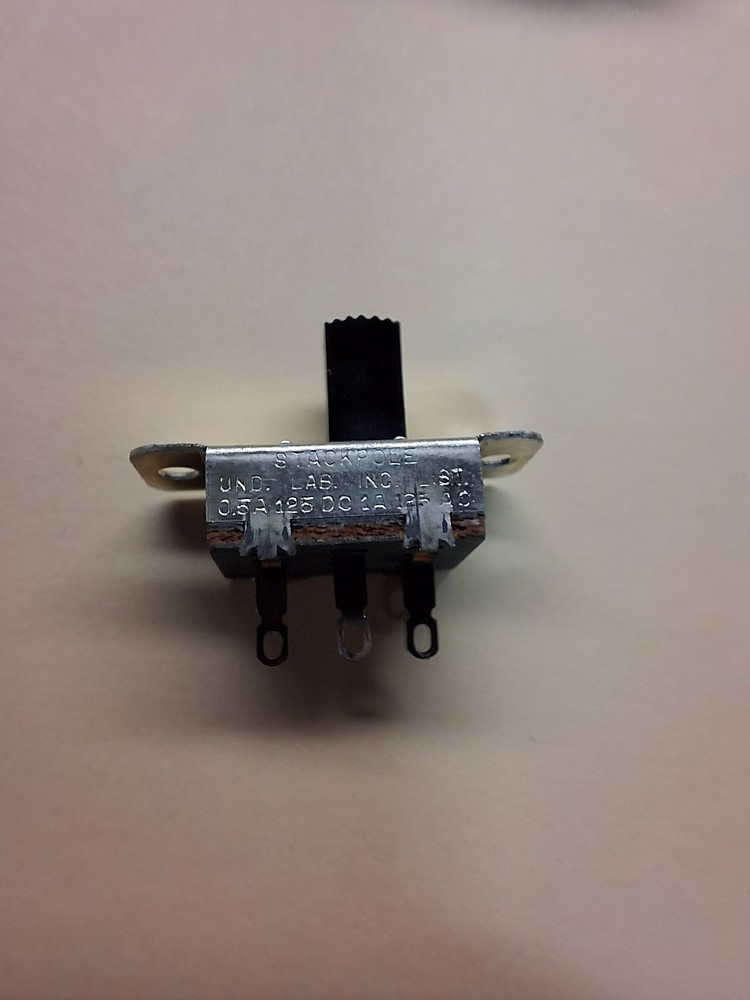 Stackpole SPDT 3 terminal Slide Switch 1A/125VAC 0.5A/125VDC Panel Mount, 10pc/p