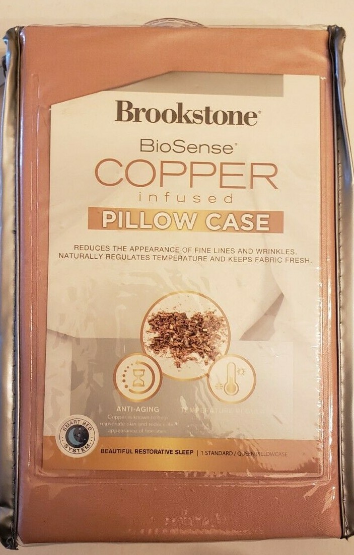 Standard Pillowcase, Brookstone BioSense Copper Infused Pillow Case 2 Pack