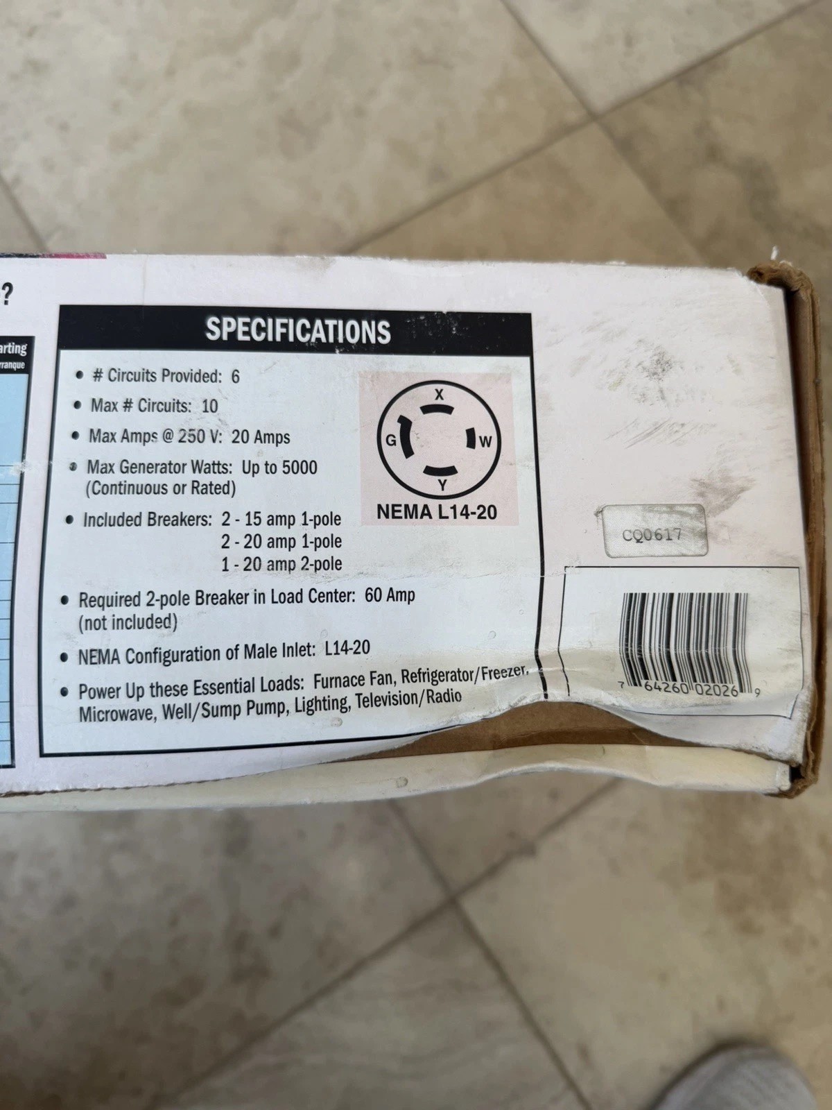 Gen Tran 5000 Watt 20 Amp 6 Circuits Generator Safety Transfer Switch Model 2026