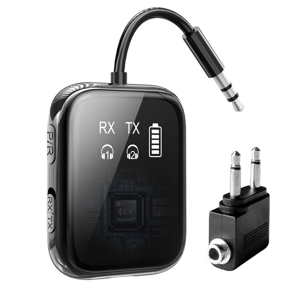 Bluetooth 5.4 Transmitter Receiver, Low-Latency for Gaming/TV/PC/Gym,2-in-1 D...