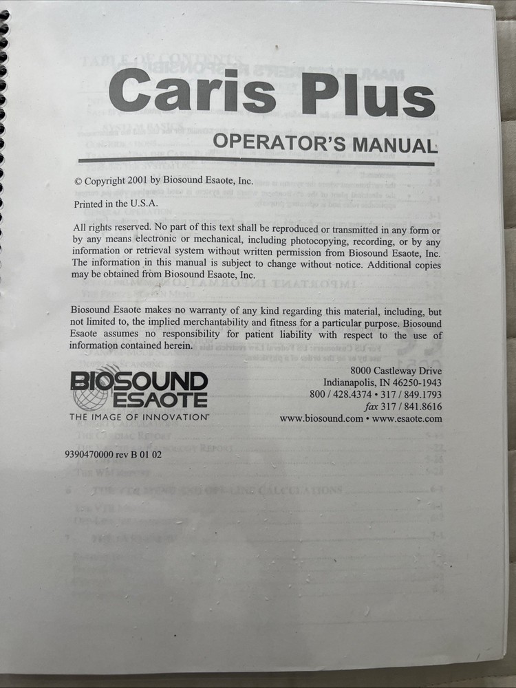 Caris Plus Operators Manual