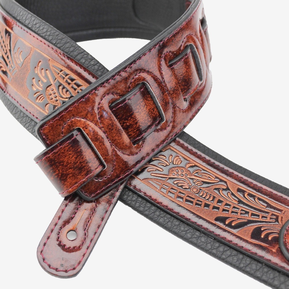 Walker & Williams GB-101 Bourbon Brown Padded Leather Strap Live Oak Pattern