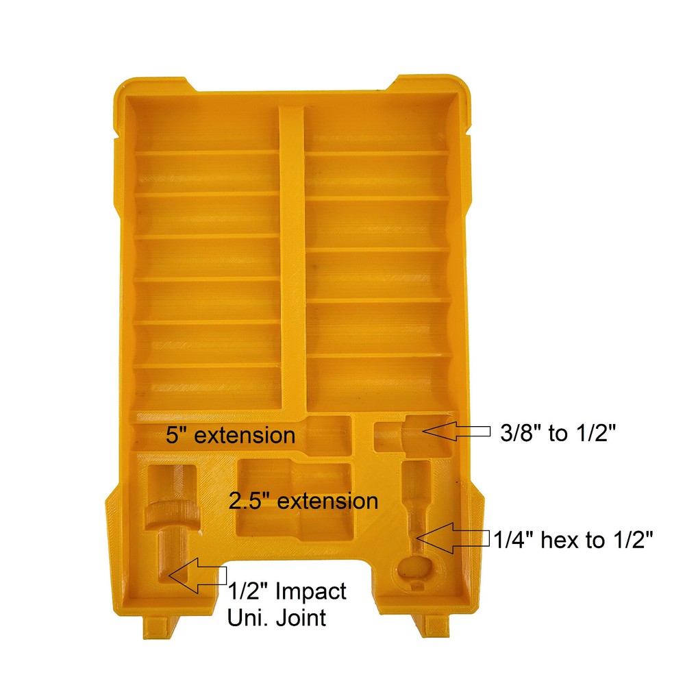 Milwaukee Packout Compact Compatible Dewalt 1/2" Metric Deep Impact Socket Tray