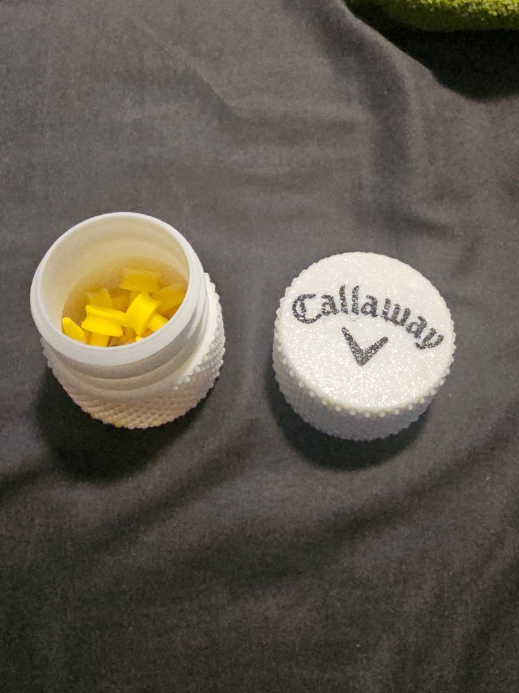 Callaway Container – Threaded Golf Tee Storage Box 3D Printed for Golfing Tees