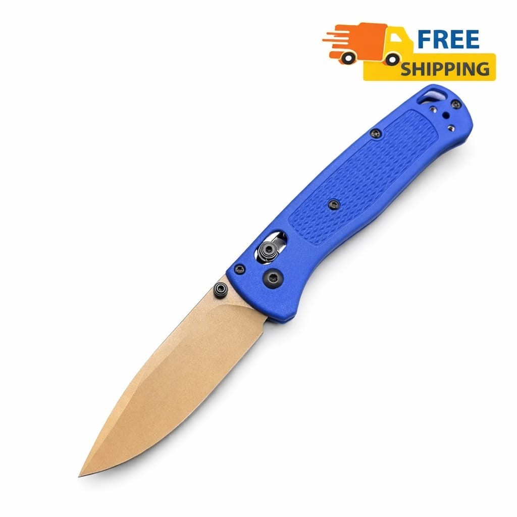 Benchmade-Bugout Folding Knife CPM-S30V Blade, Blue Grivory Handle 535FE-05