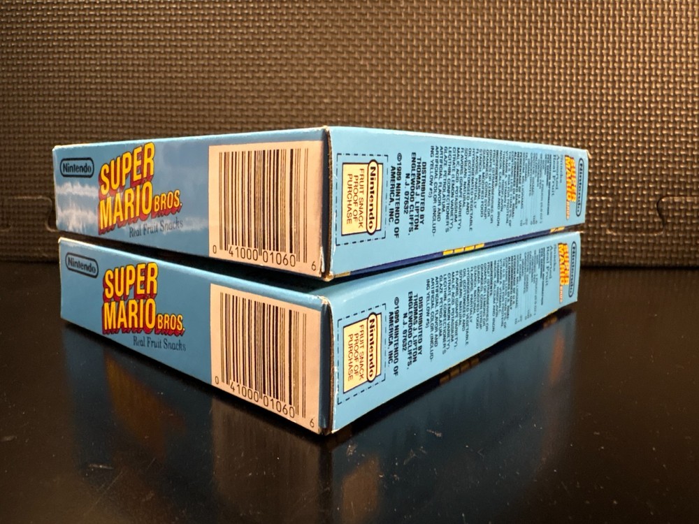 Super Mario Bros fruit snacks - 2 empty custom design display boxes