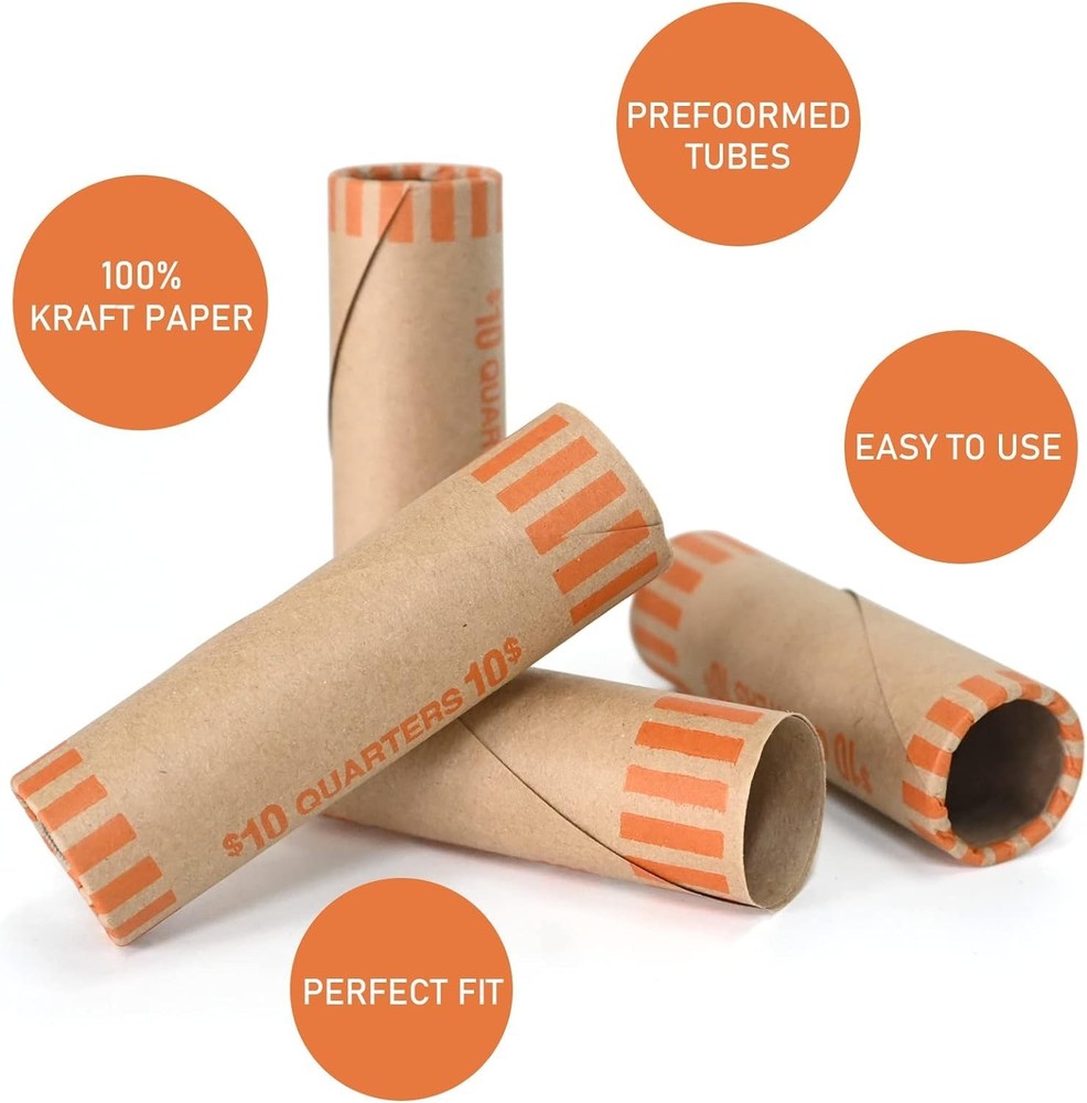 72 Ounce Coin Wrapper Rolls - Double-Wrapped Paper for Secure Quarters Storage