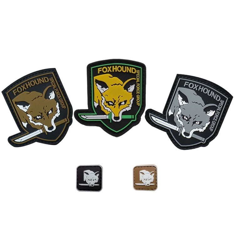 5Pcs 3D Pvc FOX HOUND Metal Gear Solid Specia Force Group Rubber Hook Loop Patch