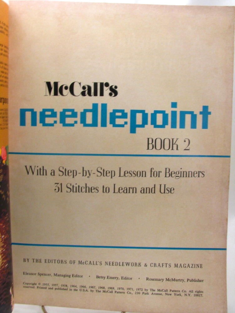 Vintage McCalls Needlepoint Beginners Step by Step 1972 Patterns Stitches Design