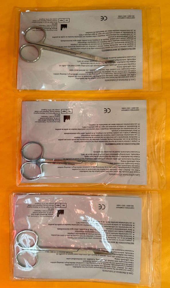 Iris Scissors Curved Surgical Dental Instruments SS. 3/Pack