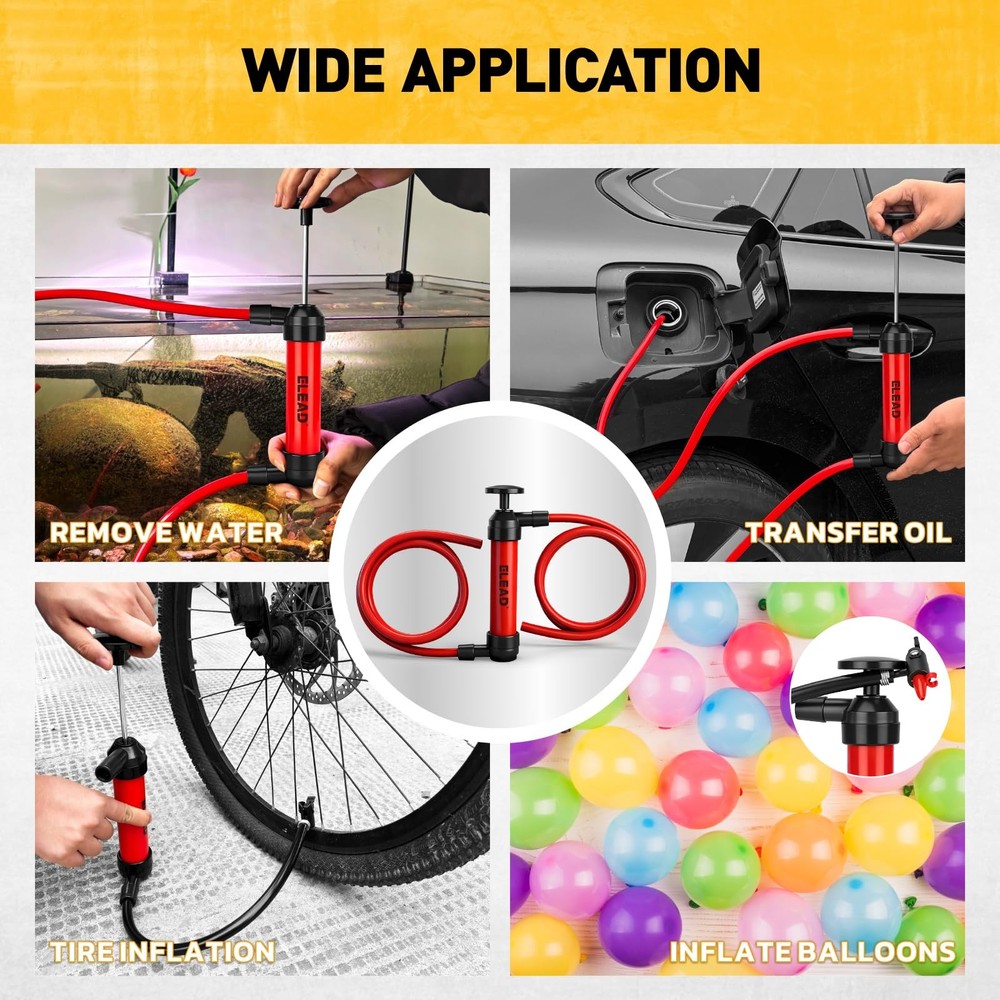 Fluid Transfer Siphon Pump for Gasoline, Multi-Use Liquid Pump,...