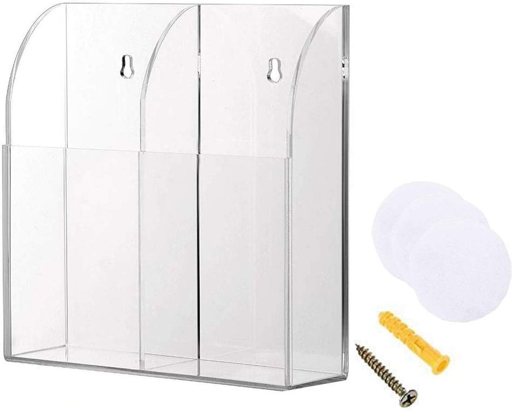 Clear Acrylic TV Remote Control Holder Wall Mount 2 Grid New