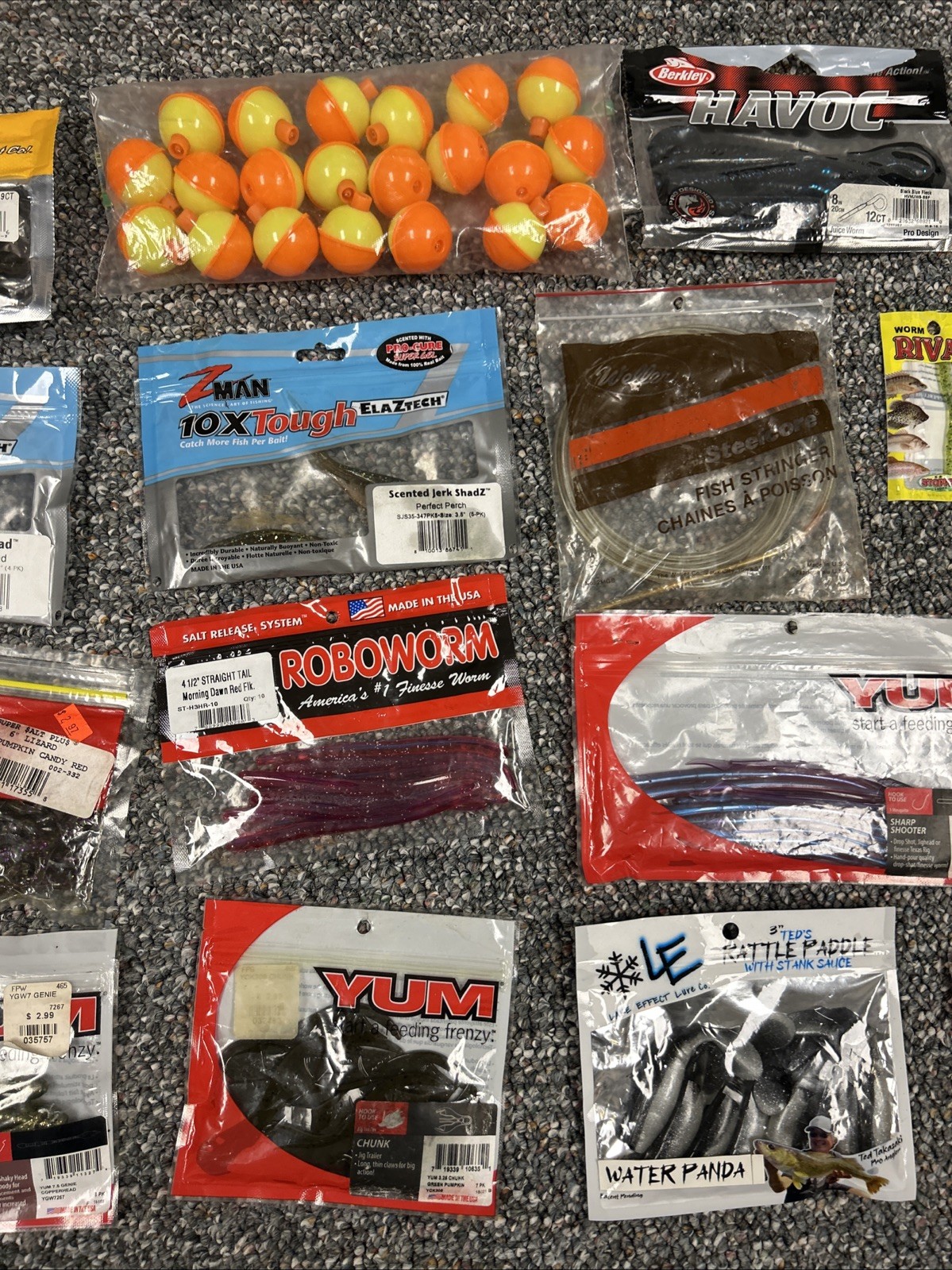 Bass Fishing Lures Soft Plastics Worm Lot RoboWorm Powerbait Yum Jackall Rival