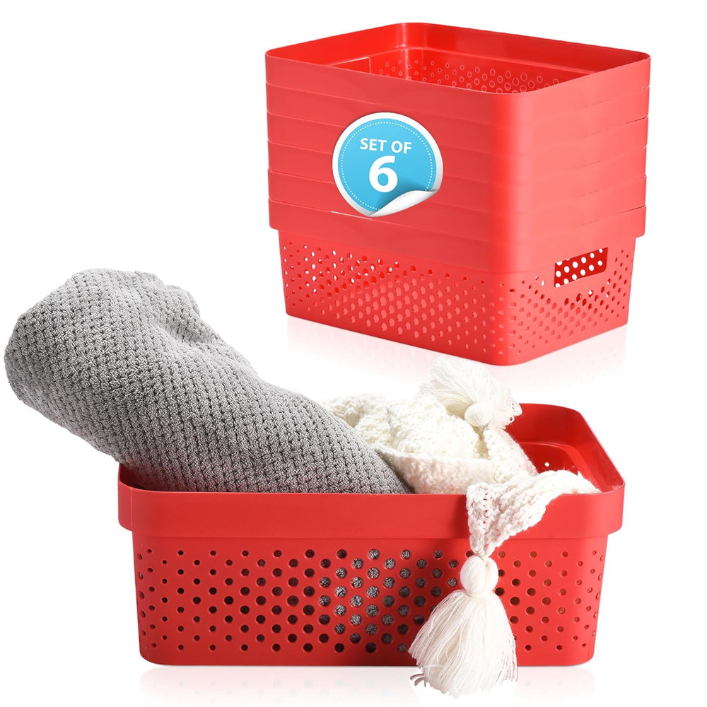 Plastic Storage Bin - Basket Organizer Bins - Suitable as Laundry Bin, Closet Ba